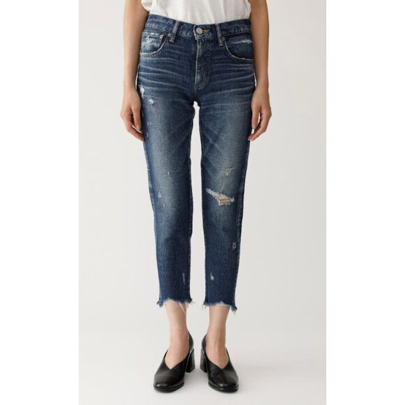 Moussy Vintage MV Glendele Skinny Jeans Dark Blue Distressed Size 23 - Picture 1 of 4